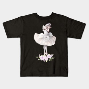 white swan Ballerina Kids T-Shirt